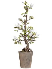 Kunstpflanze Magnolienbaum, im Zementtopf, Hhe 70 cm, wei