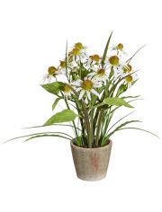 Kunstpflanze Rudbeckia, im Zementtopf, Hhe 40 cm, wei