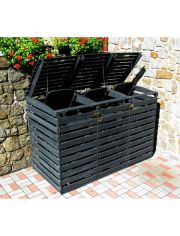 Mülltonnenbox, für 3x240 l aus Holz, B/T/H: 202/92/122 cm