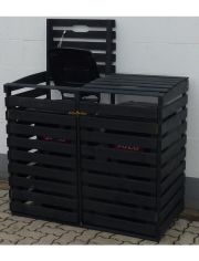 Mülltonnenbox, für 2x120 l aus Holz, B/T/H: 130/63/111 cm