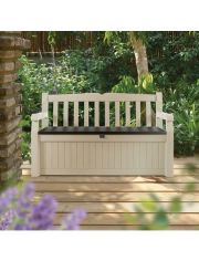 Gartenbank Garden Bench , Polypropylen, 140x60x84 cm, beige/braun, inkl. Auflagenbox