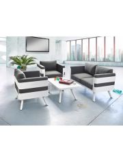 Loungeset »St. Tropez«, 4-tlg., 2 Sessel, Sofa, Tisch 60x60cm, Stahl, weiß