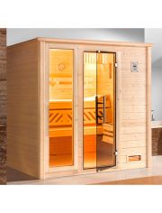 Sauna Bergen Gr.3, 198x198x204 cm, 7,5-kW-Ofen mit ext. Steuerung, mit Fenster