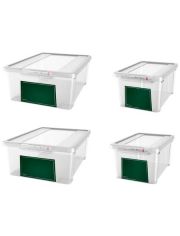 Aufbewahrungsbox 2x 5 Liter, 2x 11 Liter, mit Deckel und beschreibbarem Feld 4er Set
