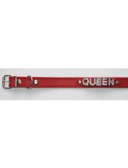 Hundehalsband Queen aus Leder in rot