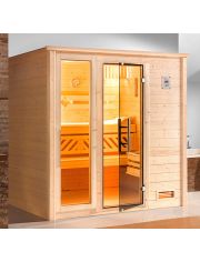 Sauna Bergen Gr.3, 198x198x204 cm, 7,5-kW-Bio-Kombiofen mit ext. Strg., Fenster