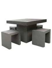 5-tlg. Gartenmöbelset »Rockall«, 4 Hocker, Tisch 100x100 cm, Beton-Glasfaser, grau