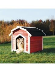Hundehtte Natura Country S-M, B/T/H: 70,5/75/68,5 cm, bordeaux-rot/wei