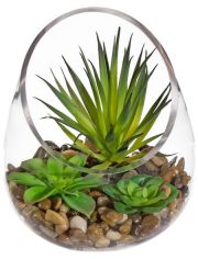 Kunstpflanze Sukkulenten-Arrangement, in Glasschale, Hhe 17 cm