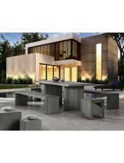 5-tlg. Gartenmöbelset »Rockall«, 2 Bänke 200x45x46 cm, 2 Hocker, Tisch, Beton-Glasfaser, grau