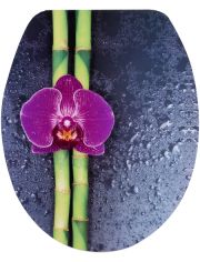 WC-Sitz Orchidee lila Bambus , MDF Toilettensitz mit Absenkautomatik