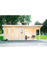 Set: Gartenhaus »Trondheim 70-D XL«, BxT: 670x450 cm, seitlicher Anbau rechts