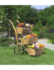 Blumenwagen, honigbraun, mit 3 Blumenksten