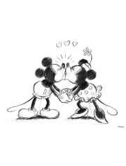 Leinwand Leinwandbild Mickey & Minnie Sketches, Kissing