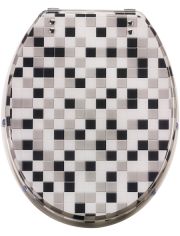WC-Sitz Mosaik, Toilettensitz schwarz wei grau